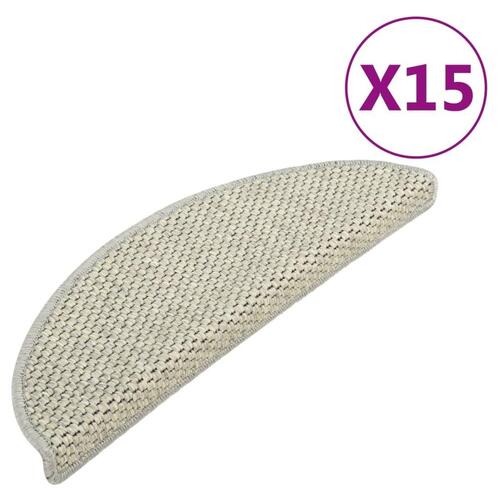 Selvklæbende trappemåtte 15 stk. 65x21x4 cm sisal-look lysegrøn