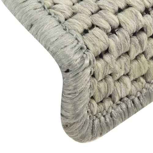 Selvklæbende trappemåtte 15 stk. 65x21x4 cm sisal-look lysegrøn