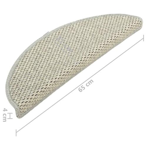 Selvklæbende trappemåtte 15 stk. 65x21x4 cm sisal-look lysegrøn