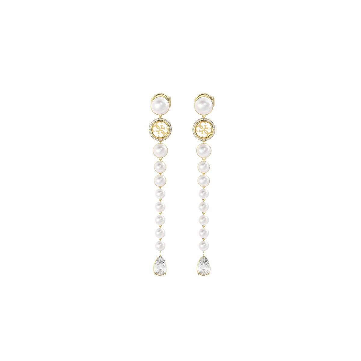 Guess JUBE05578JWYGT-U øreringe - hvid/guld, elegante dameøreringe billede