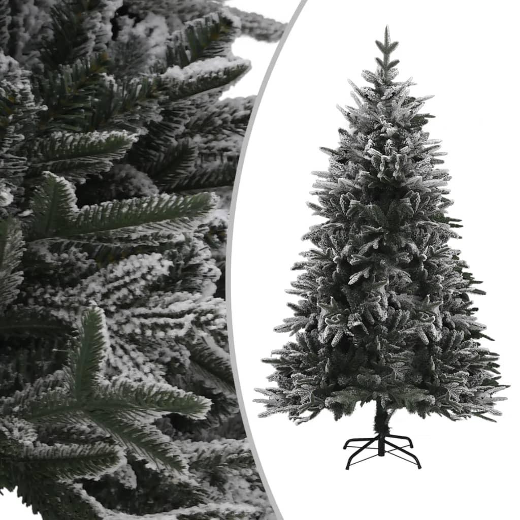 Kunstigt juletræ med puddersne 150 cm PVC og PE grøn