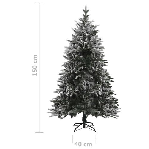 Kunstigt juletræ med puddersne 150 cm PVC og PE grøn
