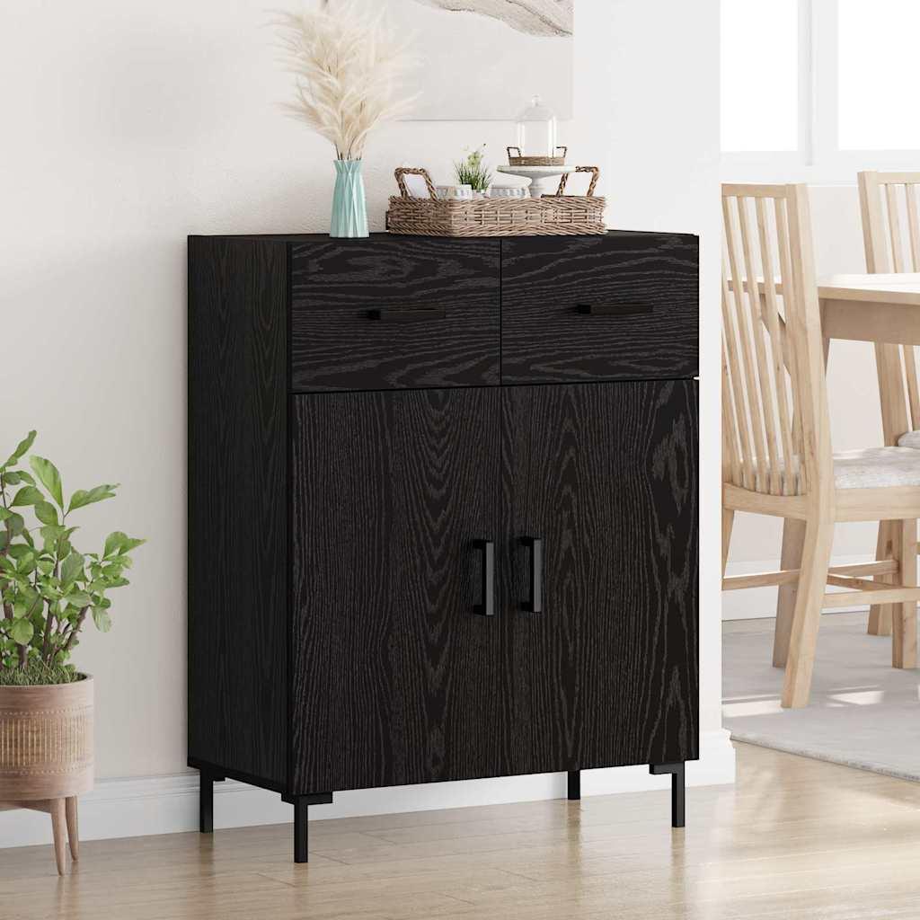 Sidebord med skuffe Sort eg 69,5 x 34 x 90 cm Konstrueret træ billede