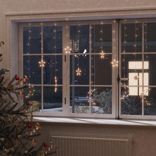 Fairy lights-lyskæder stjerne og måne 138 LED'er varm hvid