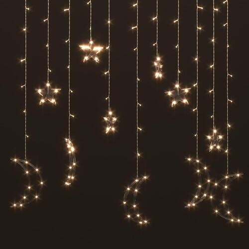 Fairy lights-lyskæder stjerne og måne 138 LED'er varm hvid