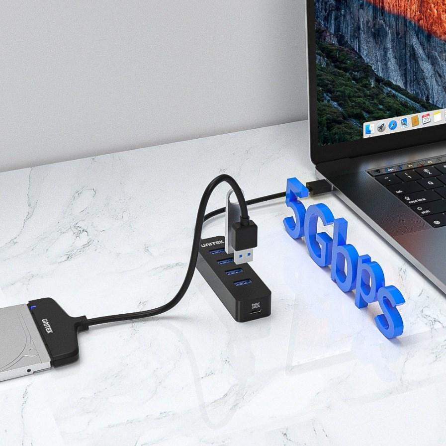 UNITEK H1117A USB-hub – 4x USB-A 3.1 Gen 1, aktiv 10 W billede