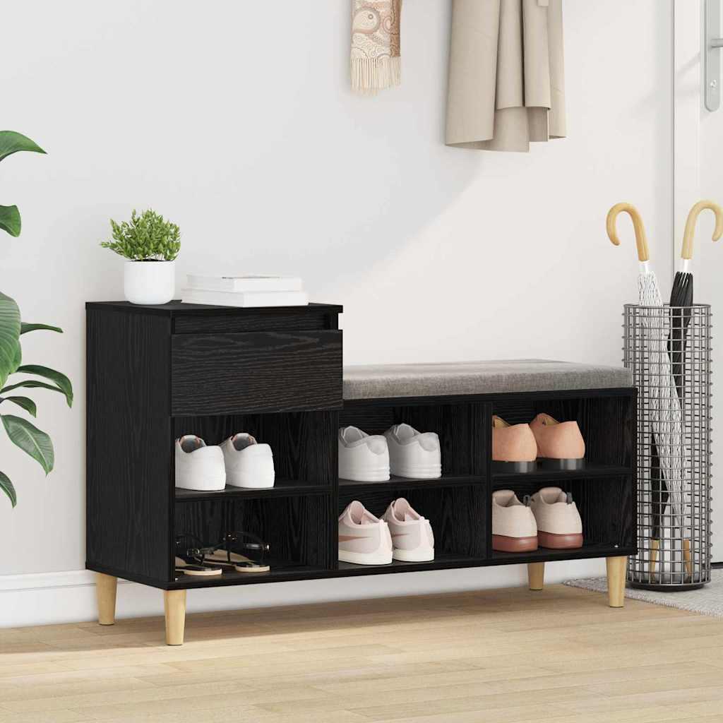 Sko skab med skuffe Sort eg 102 x 36 x 60 cm Konstrueret træ billede