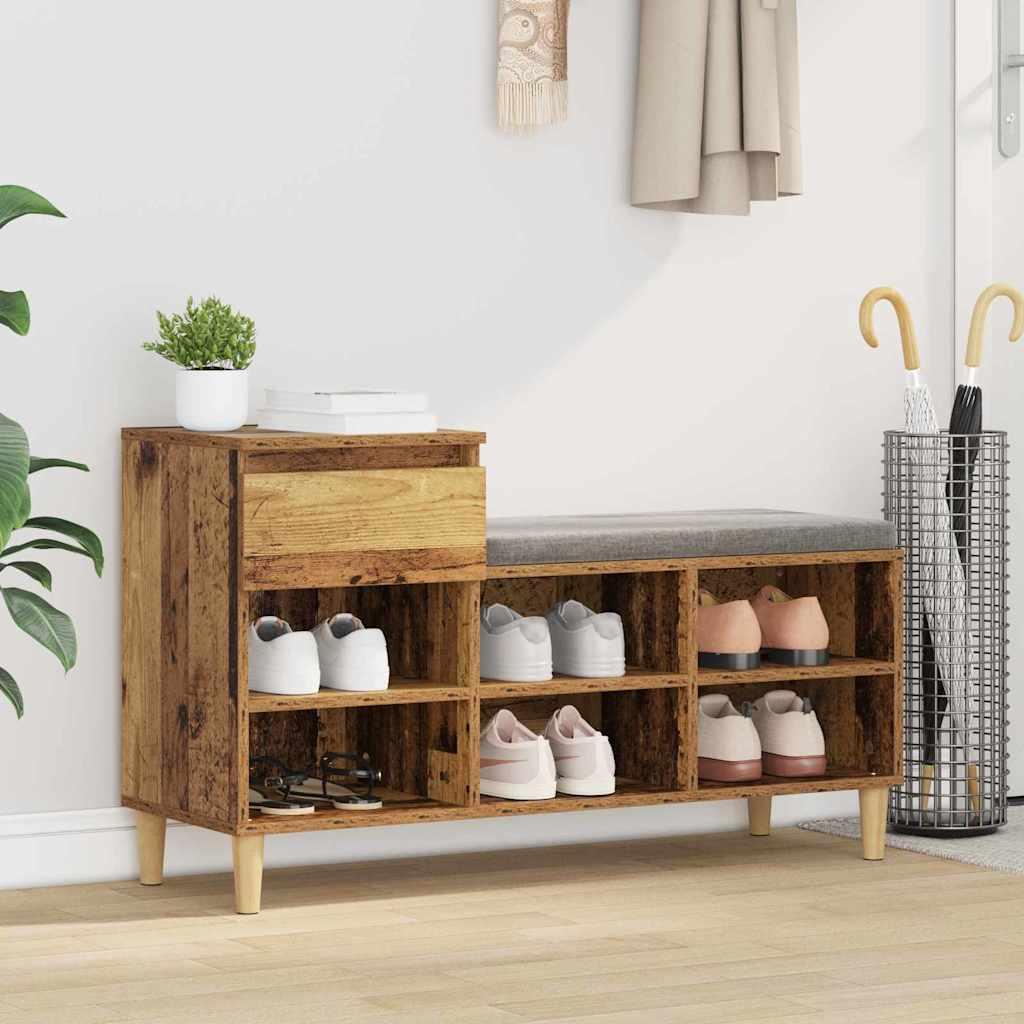 Sko skab Gammelt træ 102 x 36 x 60 cm Konstrueret træ billede