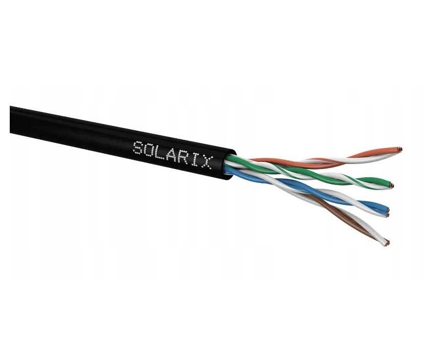 SOLARIX Cat5e UTP installationskabel – 305 m, PE kappe, sort billede