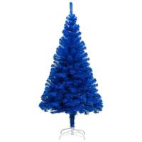 Kunstigt juletræ med fod 120 cm PVC blå