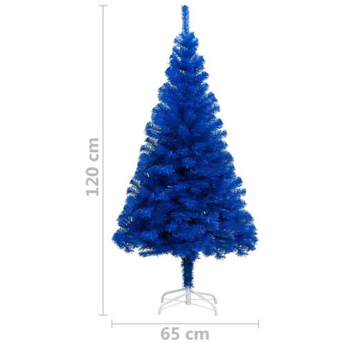 Kunstigt juletræ med fod 120 cm PVC blå