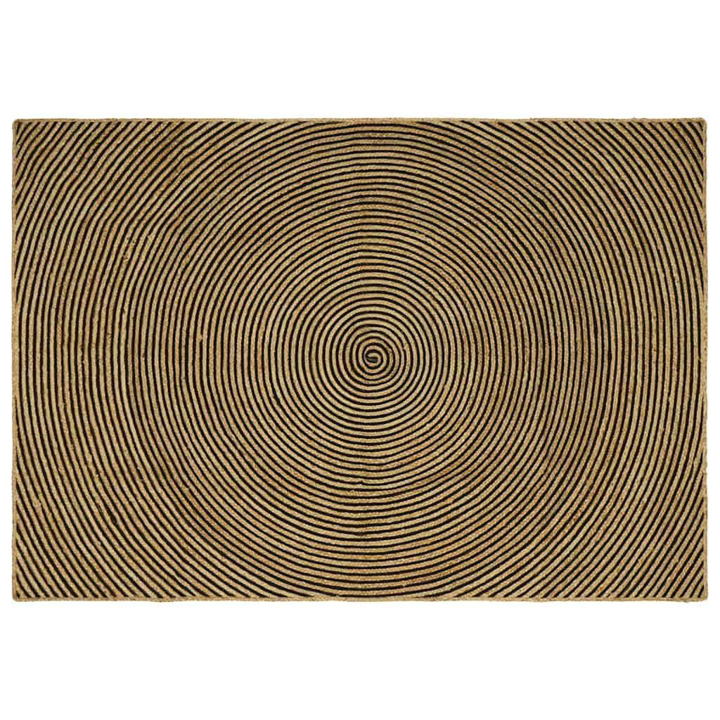 Områdetæppe i jute - sort 200 × 290 cm billede
