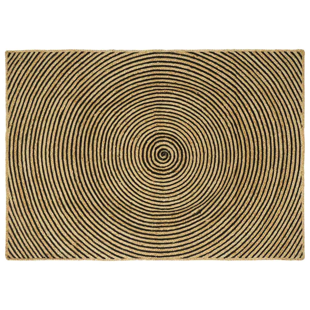 Tæppe Naturlig og sort 140 x 200 cm Jute billede