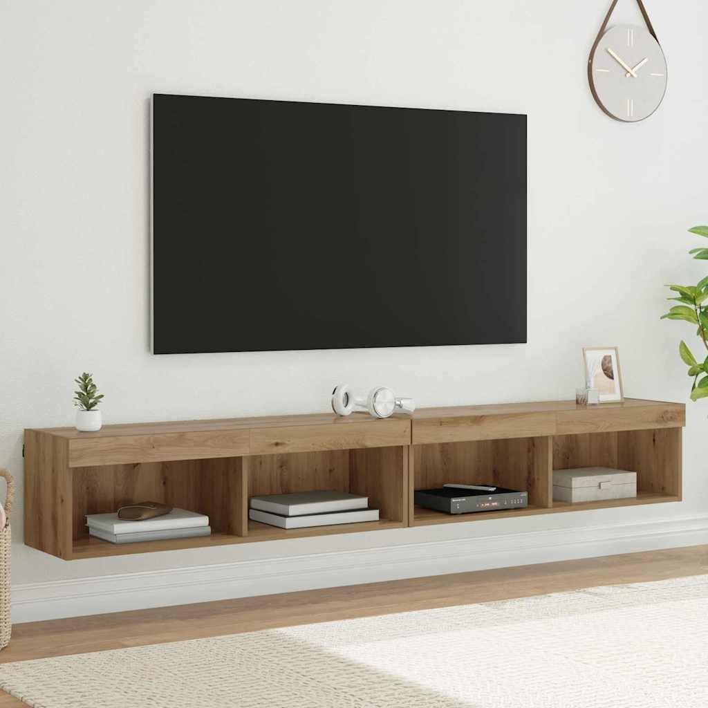 TV Væghylder Panama 2 stk Artisan Egetræ 100 x 30 x 30 cm billede