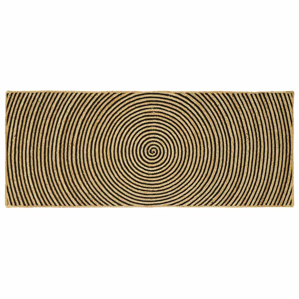 Tæppe Naturlig og sort 80 x 200 cm Jute billede