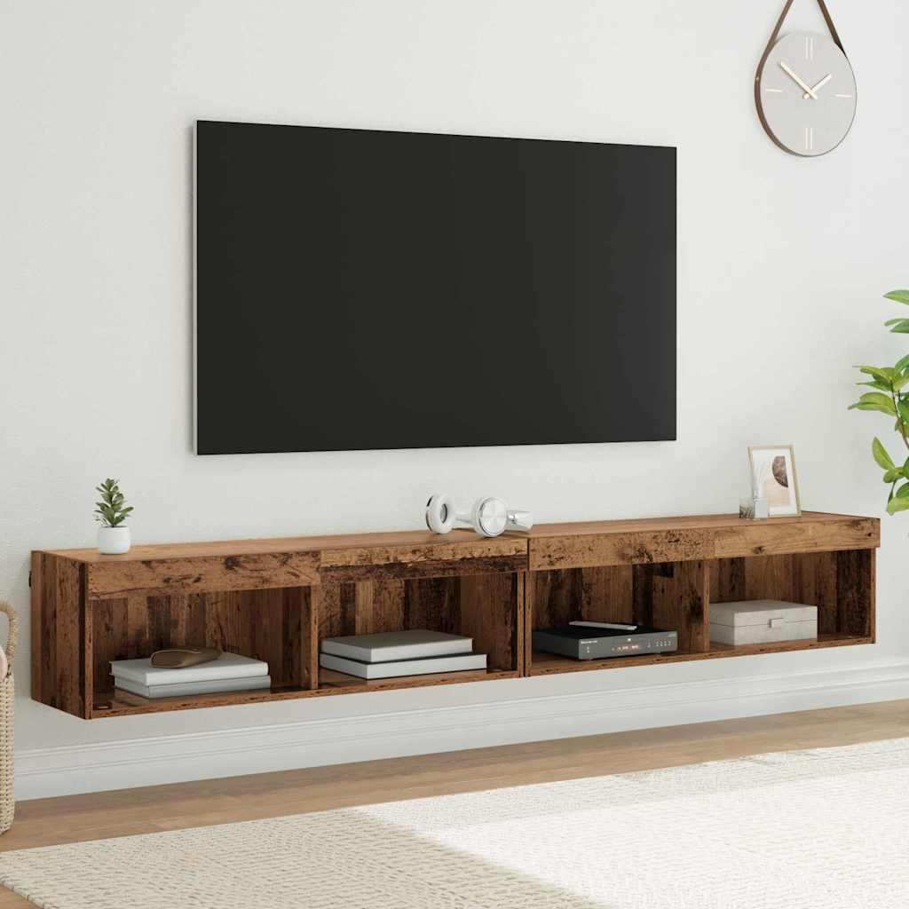 TV Væghylder Panama 2 stk Gammelt træ 100 x 30 x 30 cm billede