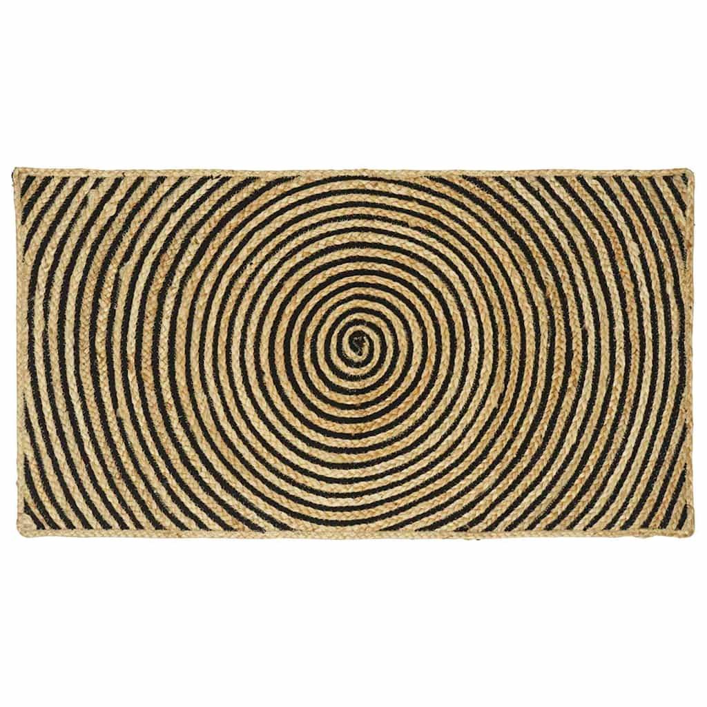 Tæppe Naturlig og sort 60 x 110 cm Jute billede