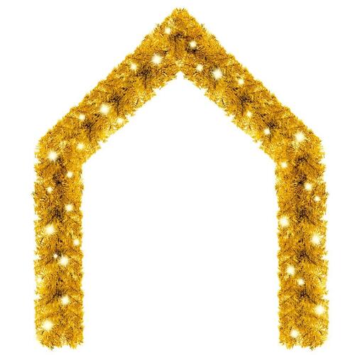 Juleguirlande med LED-lys 10 m guldfarvet