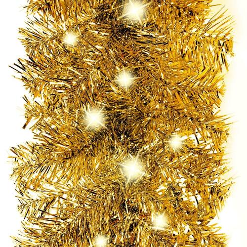 Juleguirlande med LED-lys 10 m guldfarvet