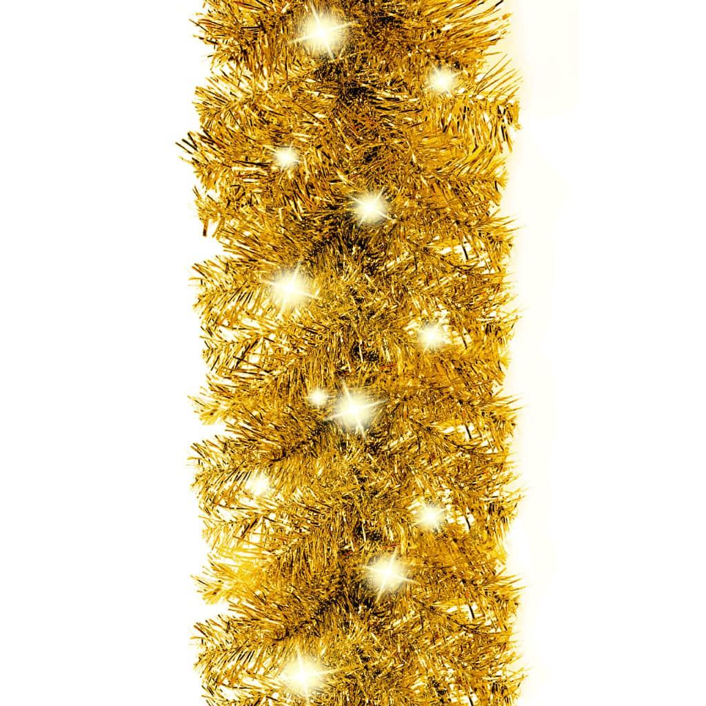 Juleguirlande med LED-lys 10 m guldfarvet
