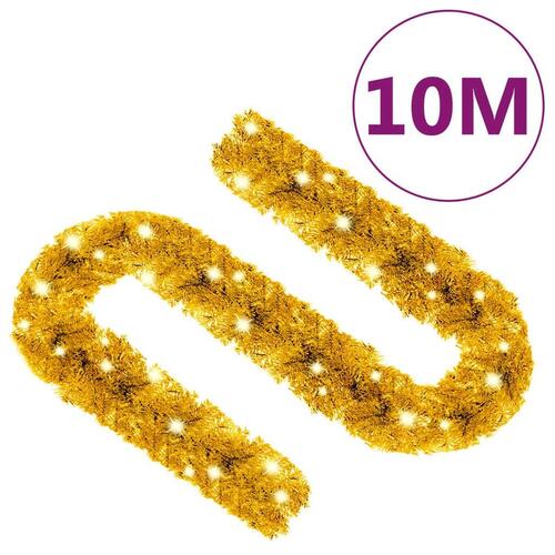 Juleguirlande med LED-lys 10 m guldfarvet