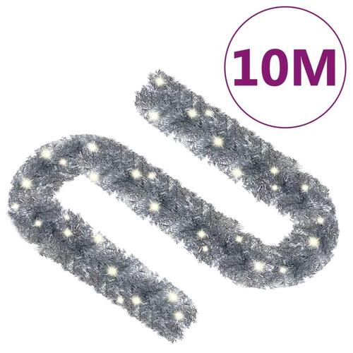 Juleguirlande med LED-lys 10 m sølvfarvet