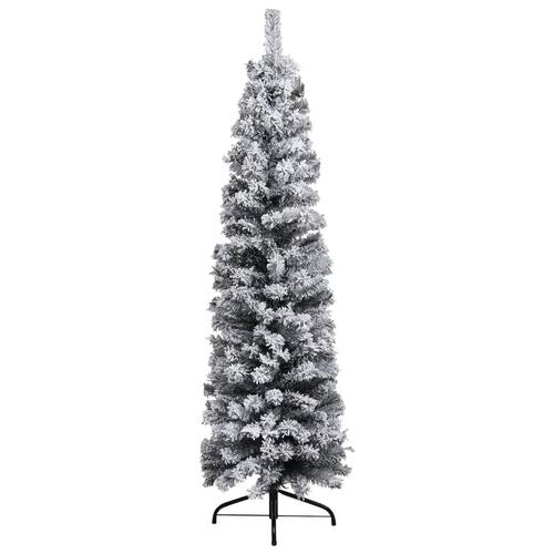 Smalt kunstigt juletræ med sne 120 cm PVC grøn