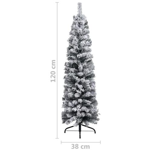 Smalt kunstigt juletræ med sne 120 cm PVC grøn