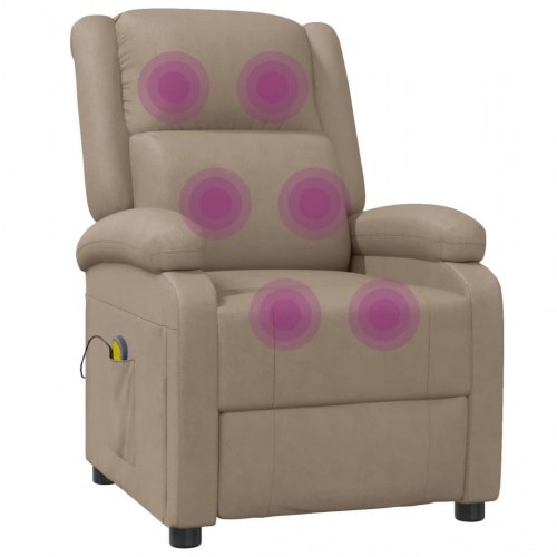 Massagestol i kunstlæder - cappuccino, 6-punkts vibrationsmassage