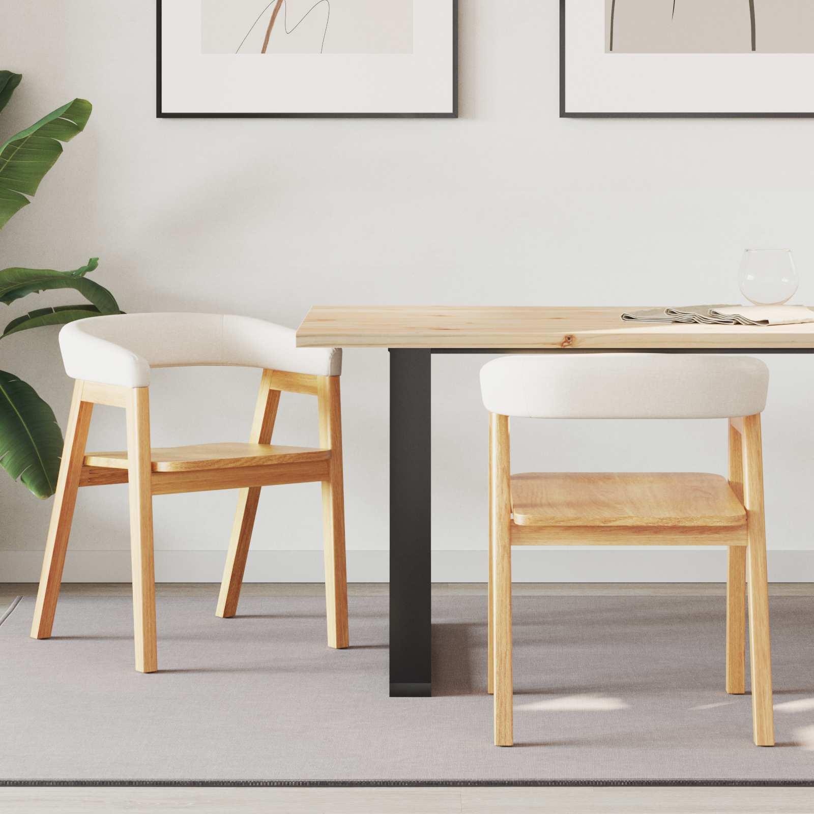 Spisestole 2 stk Naturfarvet 54 x 57 x 73 cm Massiv gummitræ billede