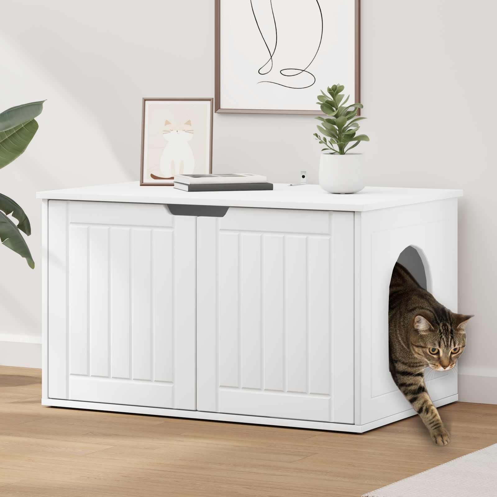 Kat Hus Hvid 85 x 55 x 50 cm Konstrueret træ billede