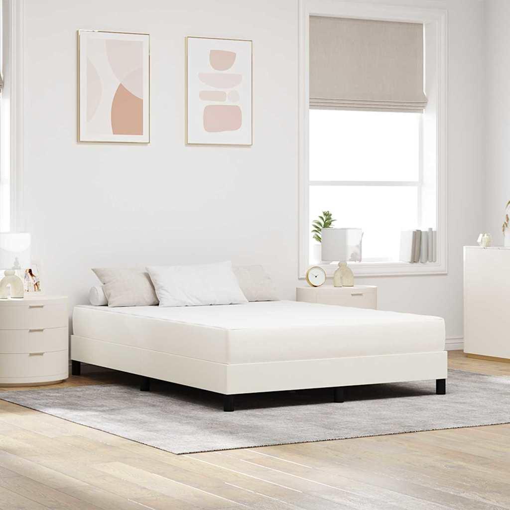 Sengemadras med madras Creme 140 x 190 cm Stof billede