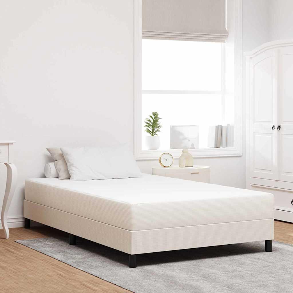 Sengemadras med madras Creme 120 x 190 cm Stof billede