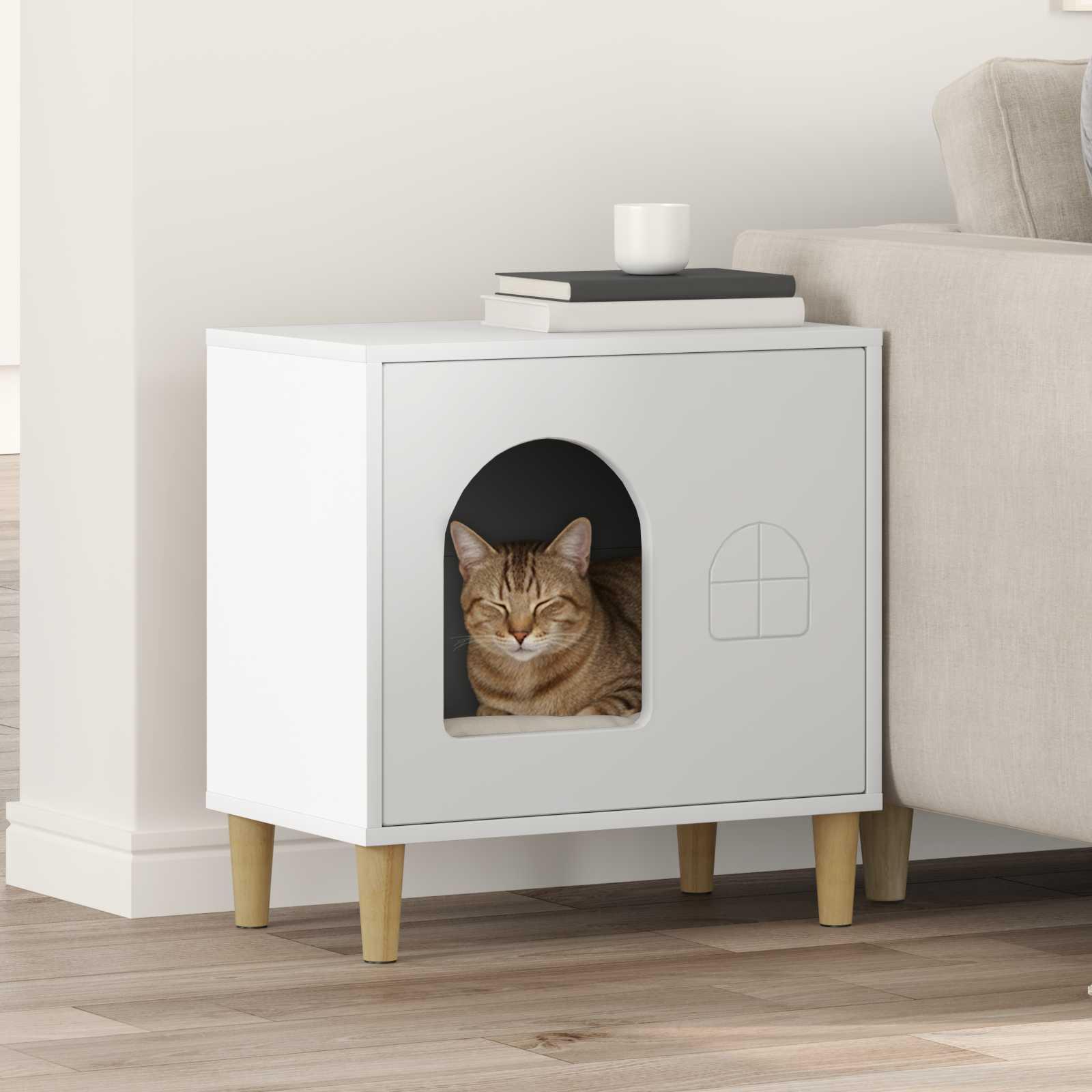 Kat Hus Hvid 51 x 30 x 52 cm Konstrueret træ billede