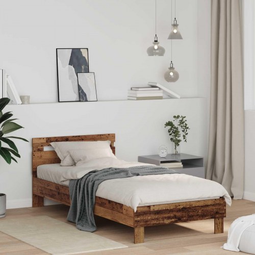 Sengestel i konstrueret træ - 100 x 200 cm, farve gammelt træ