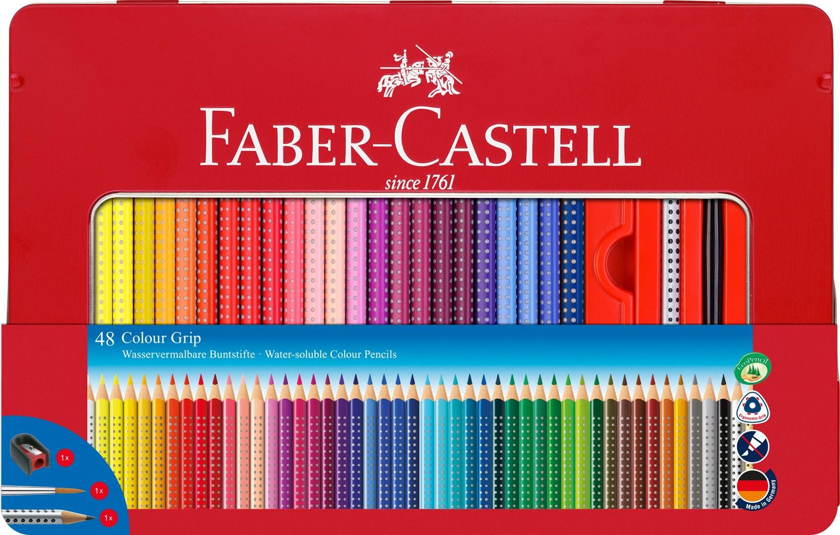 Faber-Castell Colour Grip farveblyanter - 48 stk i metalkasse