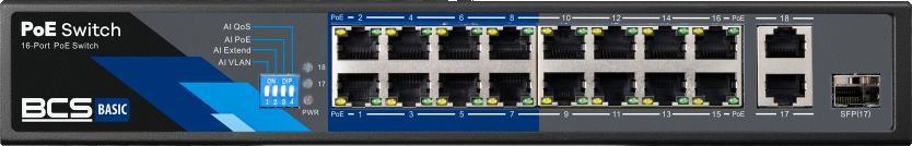 BCS BASIC BCS-B-SP1602G-1SFP PoE switch - 16 porte + uplink og SFP billede