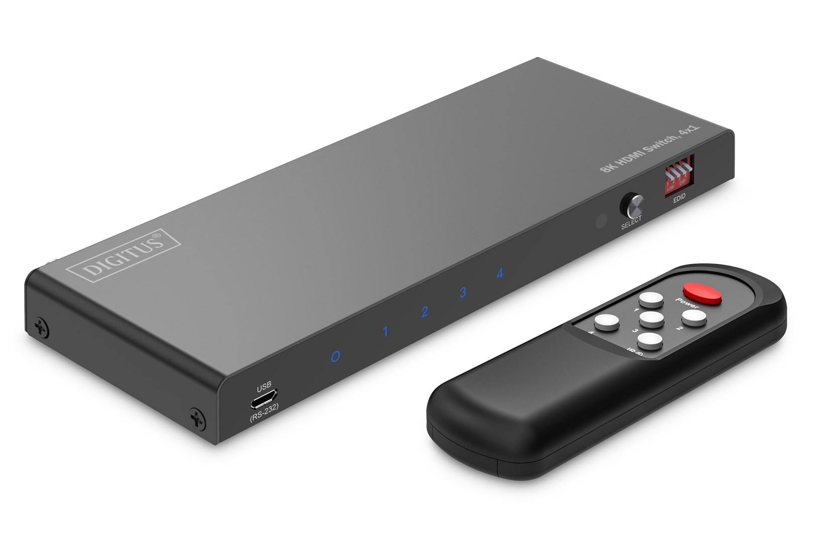 DIGITUS DS-55335 8K HDMI-switch 4x1 med fjernbetjening billede