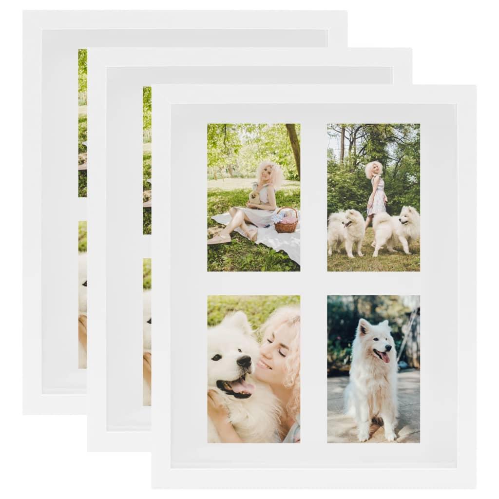 3D-billedrammer 3 stk. 28x35 cm til 4x(10x15 cm) billede hvid
