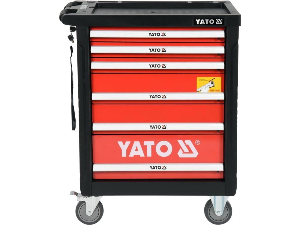 YATO YT-55307 værkstedsvogn i stål - 6 skuffer, kugleleje-skinner billede