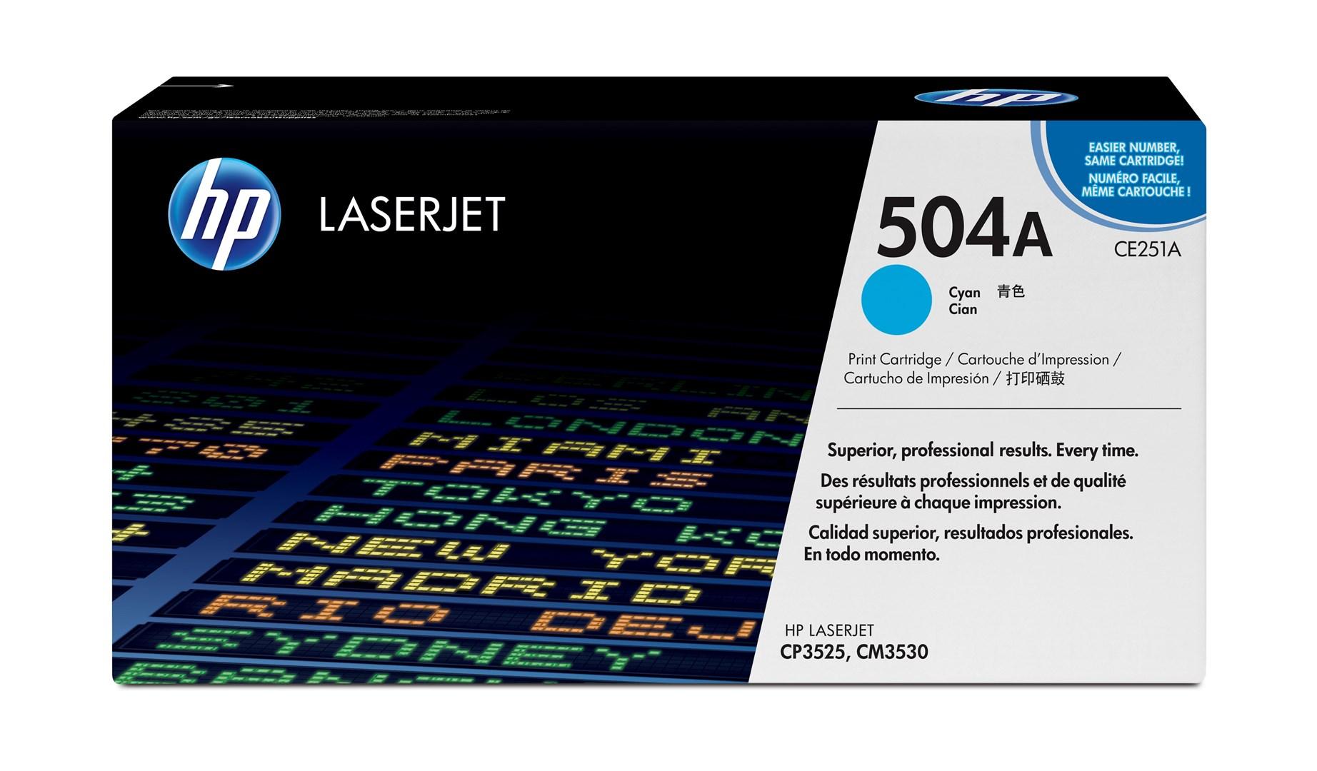 HP 504A cyan LaserJet toner - original, standardkapacitet
