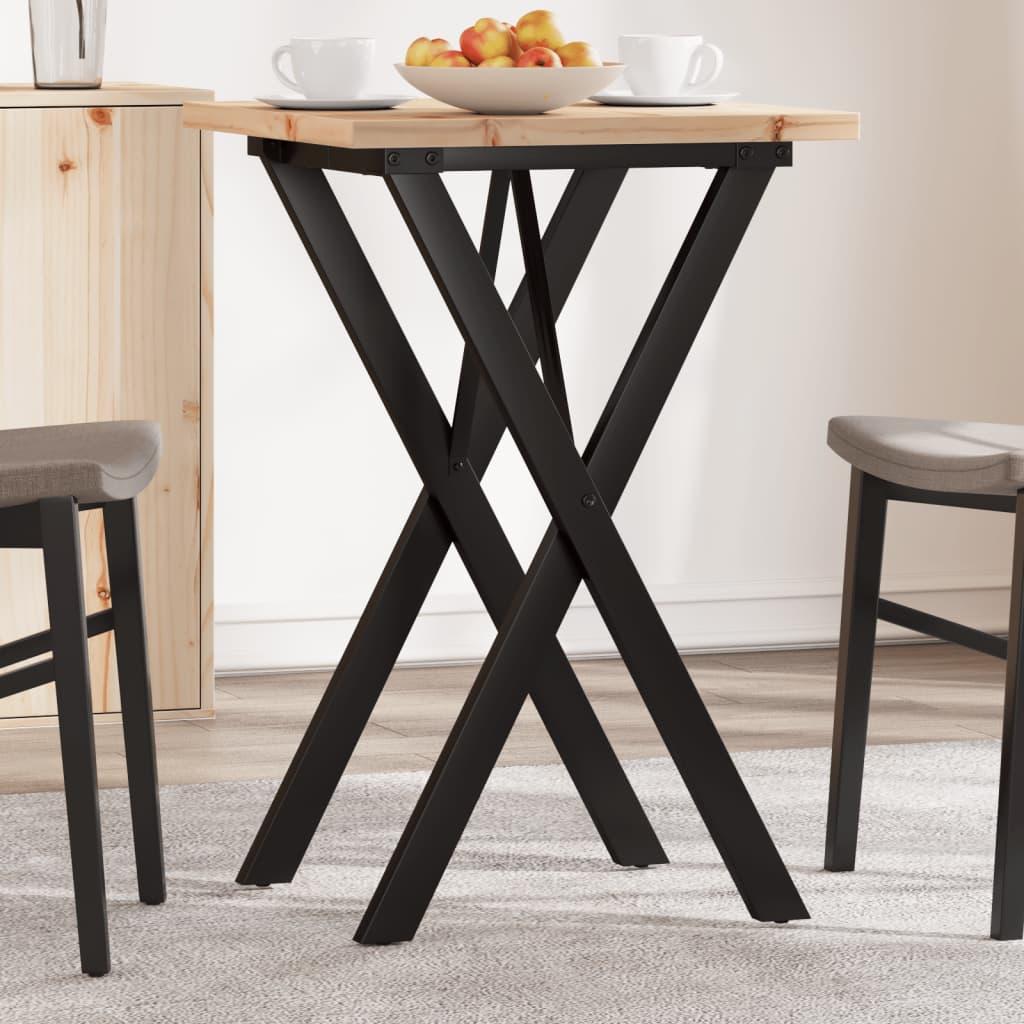 Spisebord 50 × 50 × 75,5 cm - X-stel i stål og massiv fyrretræsplade