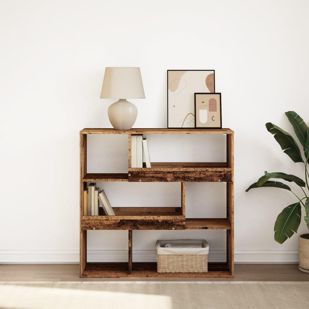 Bogreol/rumdeler 100x33x94,5 cm gammelt trælook billede