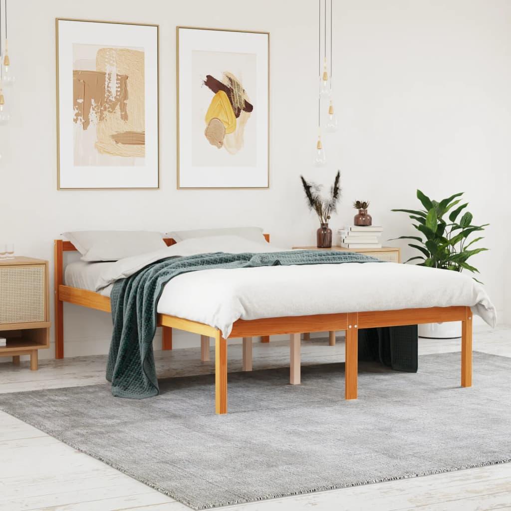 Seniorseng 140x190 cm i massivt fyrretræ - gyldenbrun billede
