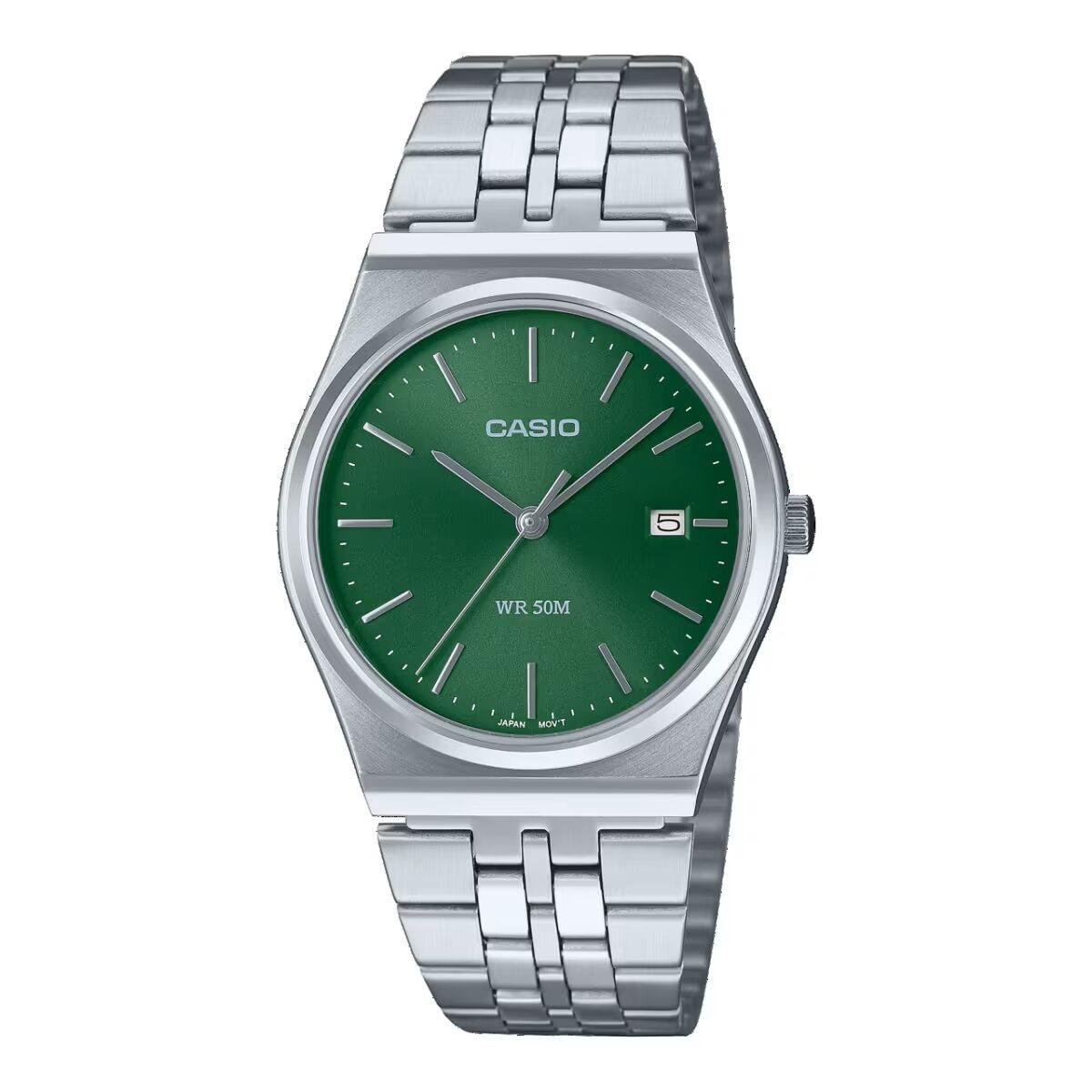 Casio MTP-B145D-3AVEF herreur - grøn skive, sølvfarvet lænke (Ø 35 mm) billede