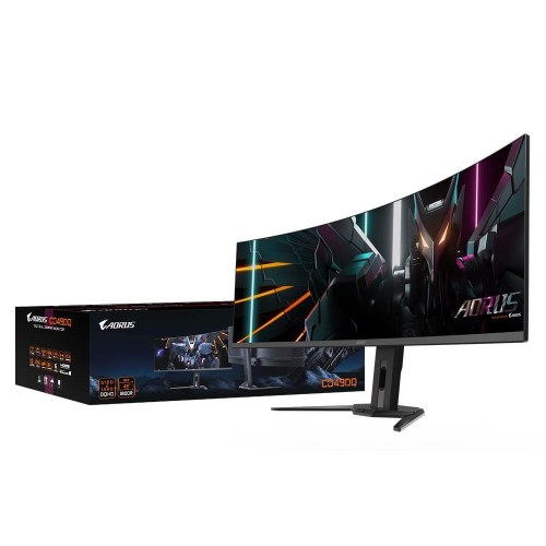 Gigabyte Aorus CO49DQ 49" OLED buet gaming-skærm - 5120 × 1440, 1800R, 144 Hz, 0,03 ms, HDMI 2.1, KVM, FreeSync Premium Pro