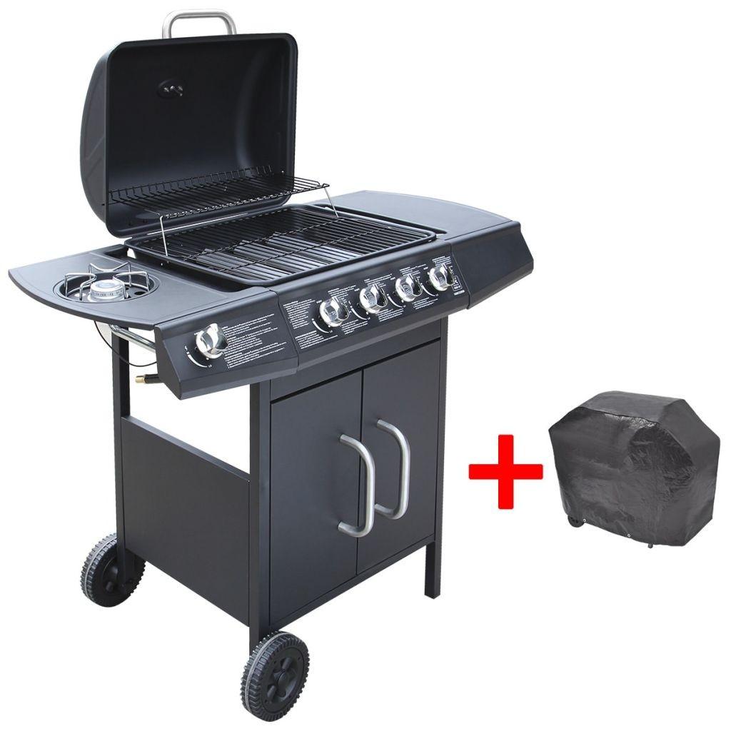 Gasgrill 4 + 1 grillzoner sort