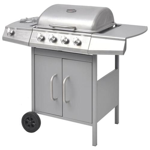 Gasgrill 4 + 1 grillzoner sølvfarvet