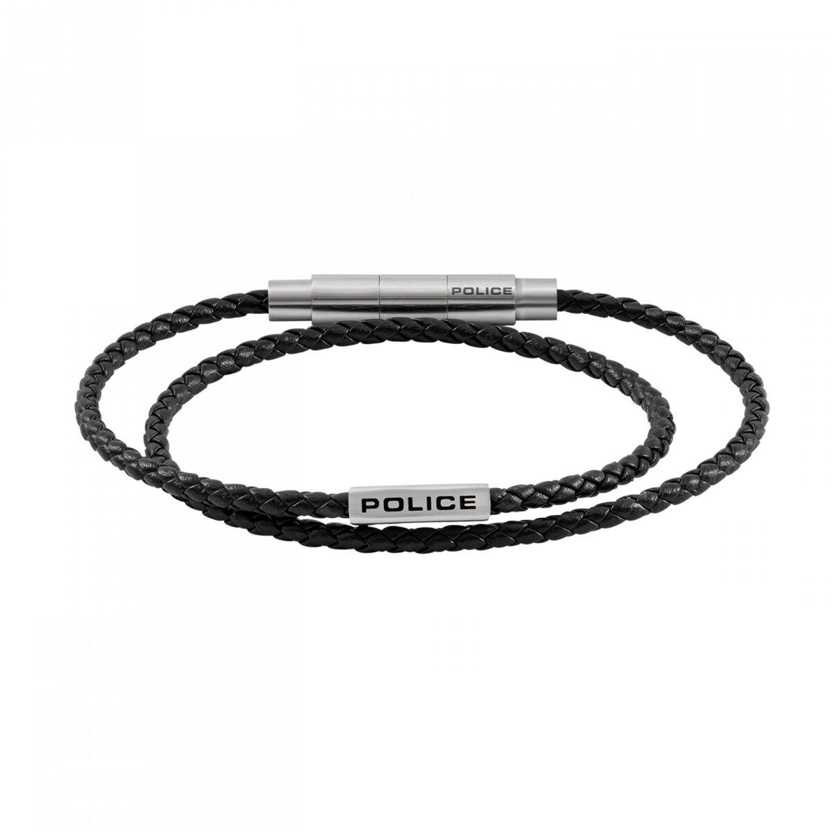 Police PEAGB0079801 armbånd til mænd - sort flettet læderlook billede