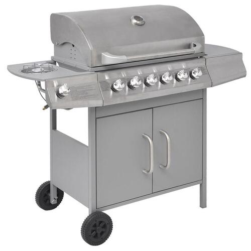 Gasgrill 6 + 1 grillzoner sølvfarvet